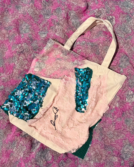Blue Sequin Tote