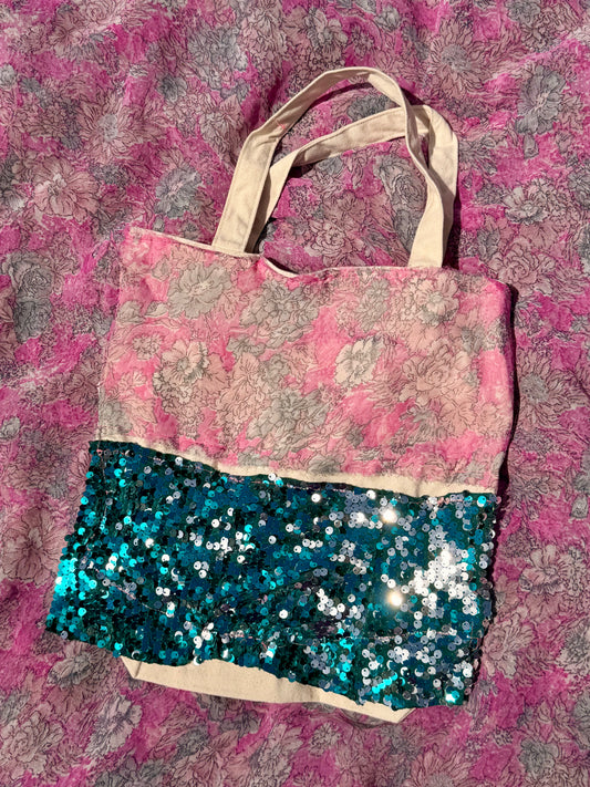 Blue Sequin Tote