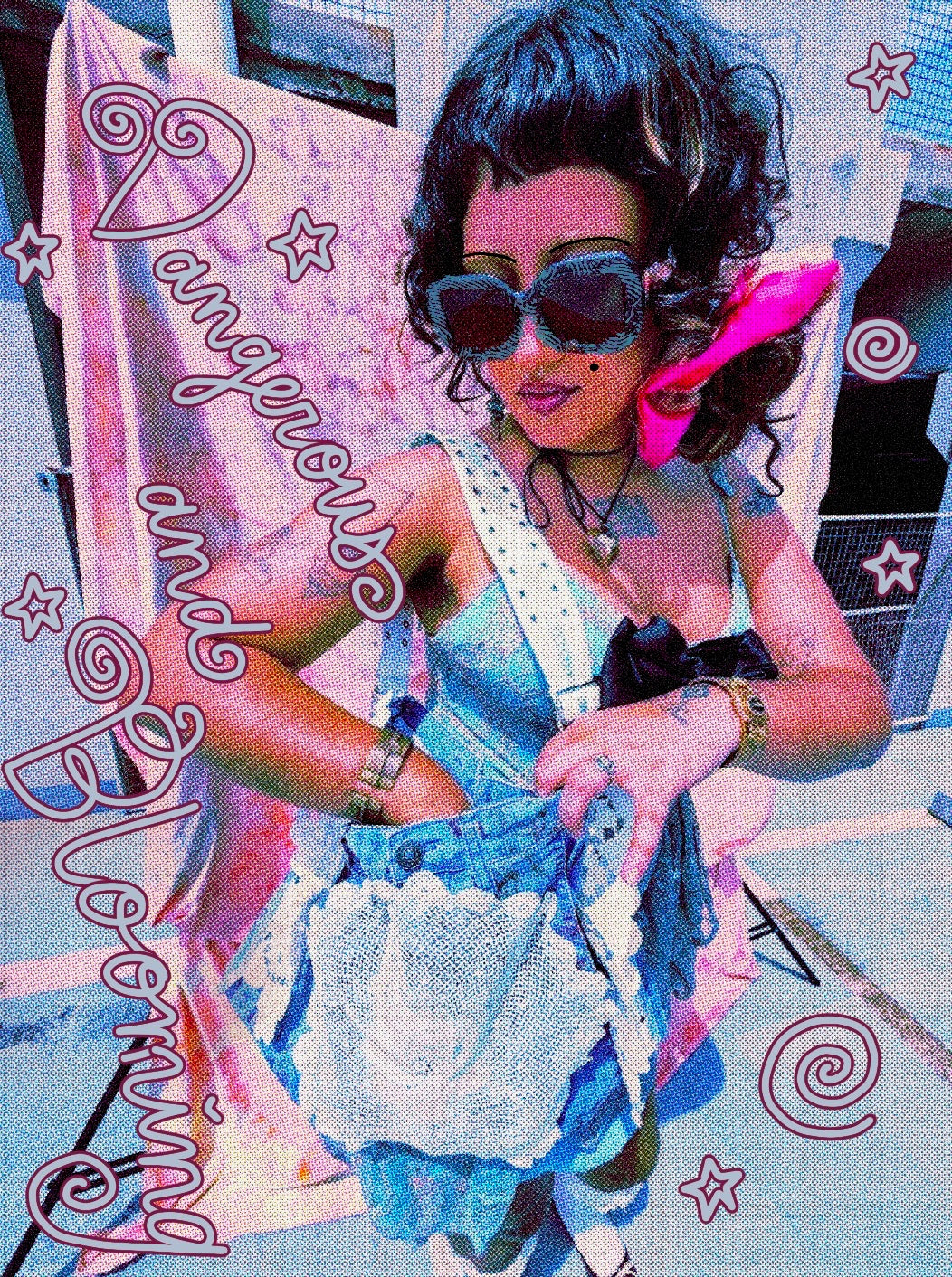 Reworked Denim Starburst Doily Lace Bag